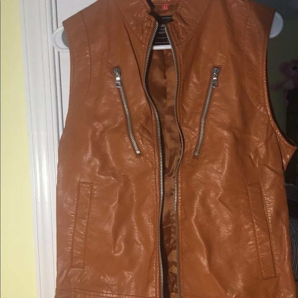 Synthetic leather vest